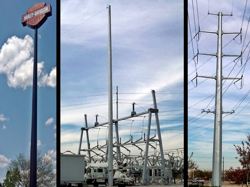 Utility transmission poles and commercial sign poles 
