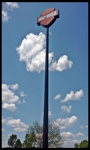 Harley Davidson commercial high mast sign in parking lot