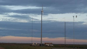 Wind turbines on flat land