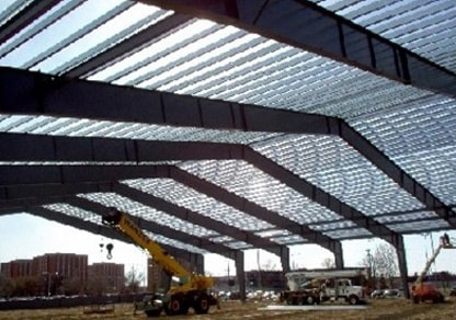 Structural steel while under construction